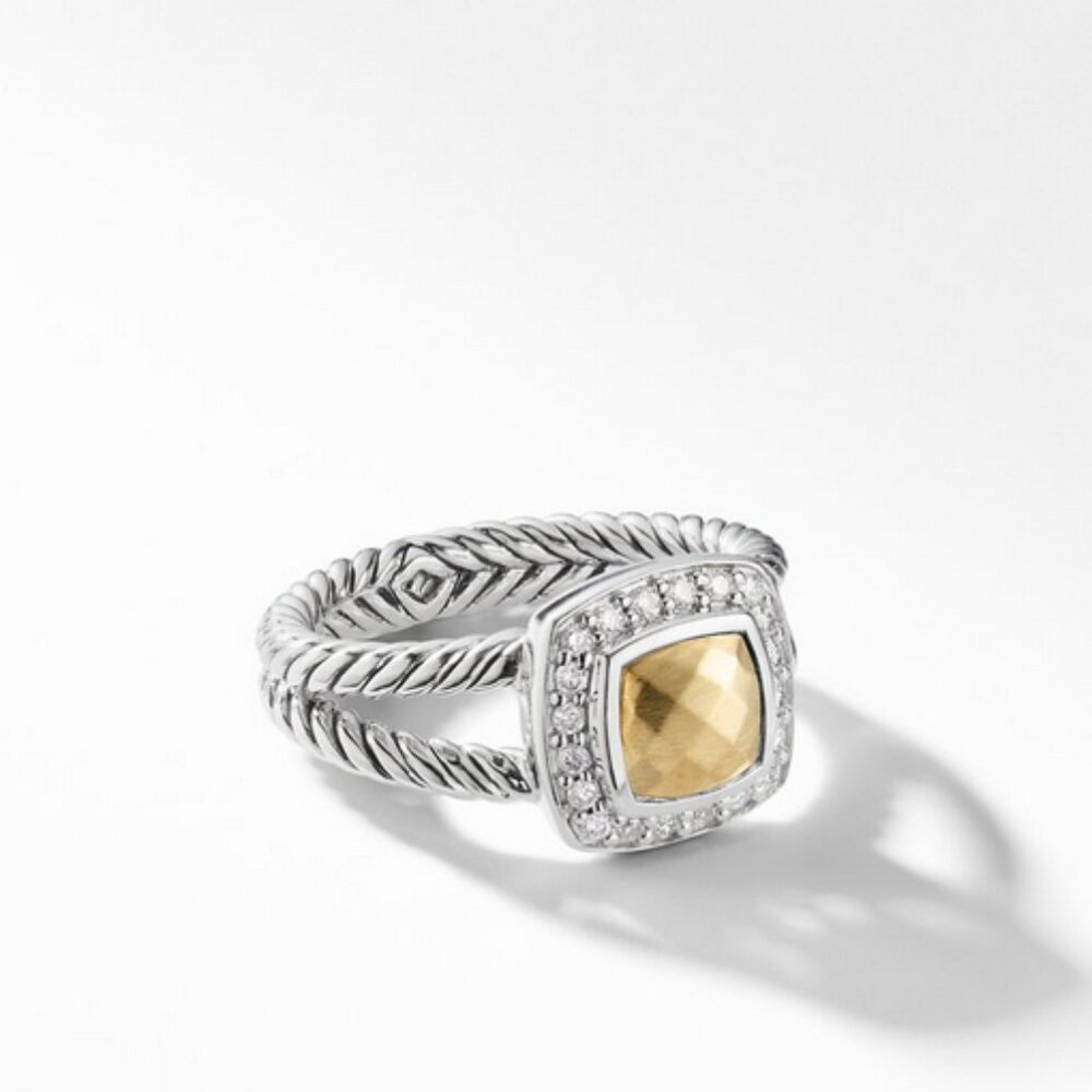 David Yurman Petite Albion® Ring with 18K Gold Dome and Diamonds